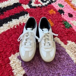 White and Black Puma Palermo Sneakers